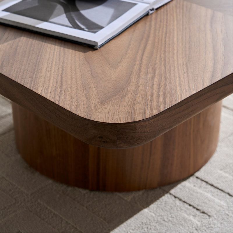 Table basse carrée, design moderne pour le salon, sans assemblage, Walnut