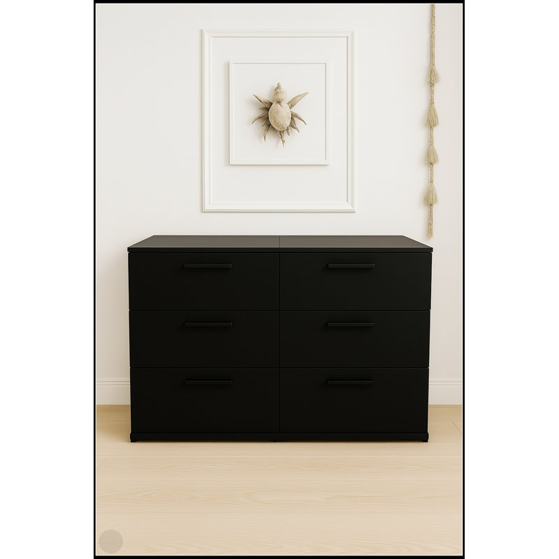 Commode modulaire à trois tiroirs Morgan avec rangement noir, durable et extensible pour les maisons modernes