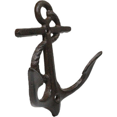 Set Of 2 Cast Iron Rustic Marine Sea Sailor Ship Anchor Double Wall Coat Hooks