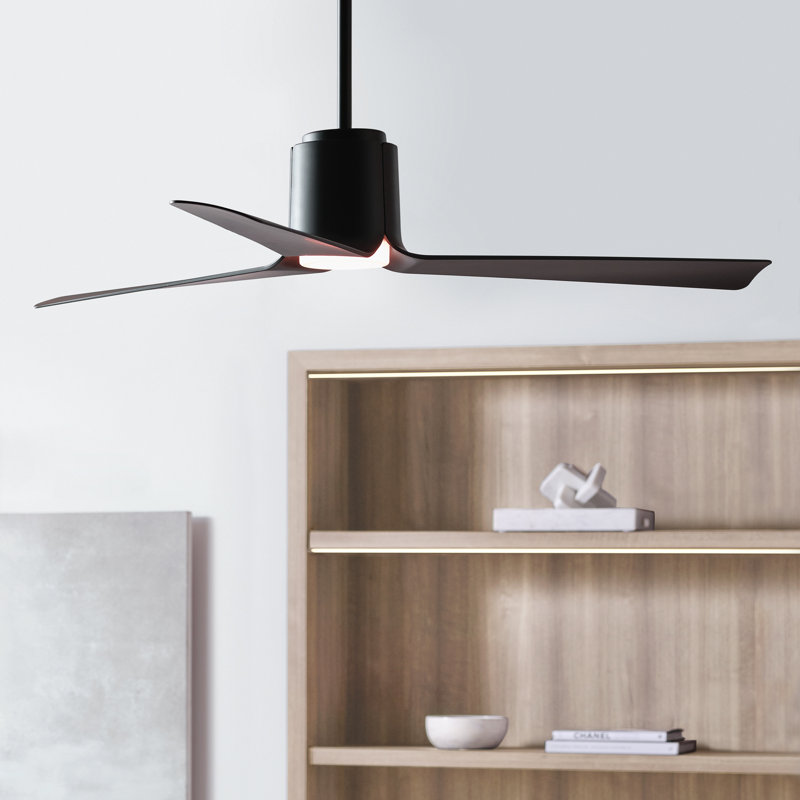 Visual Comfort Fan Peel Smart 52 LED Indoor Ceiling Fan with Threaded Downrod, Midnight Black ABS blades and Handheld Remote
