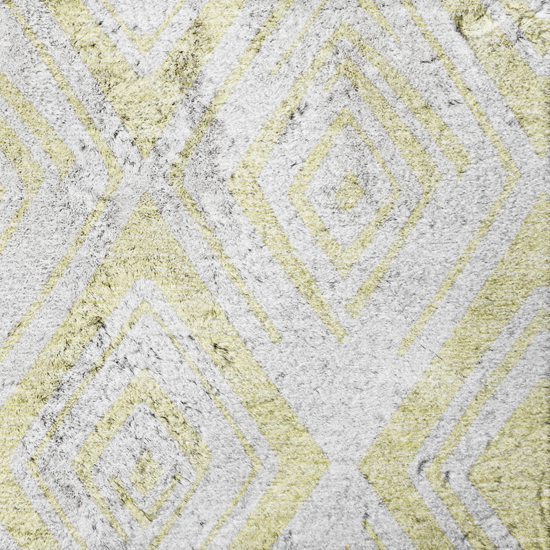 Tapis Dream Shag ADS733 à motif diamant, lavable à la machine et de qualité supérieure, Yellow, 3 pi x 5 pi