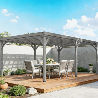 Pergola en bois avec toit ouvert pour plantes grimpantes, structure en bois de sapin durable et assemblage facile pour une utilisation extérieure