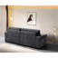 Velours gris avec structure stable et coussins relaxants enveloppés de mousse pour une détente optimale