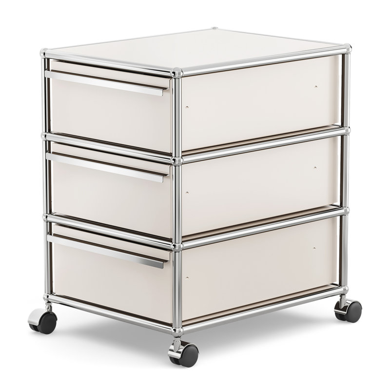 Classeur en acier à 3 tiroirs avec roulettes H 24 po x l 16,3 po x P 20,5 po (1 ensemble), Blanc