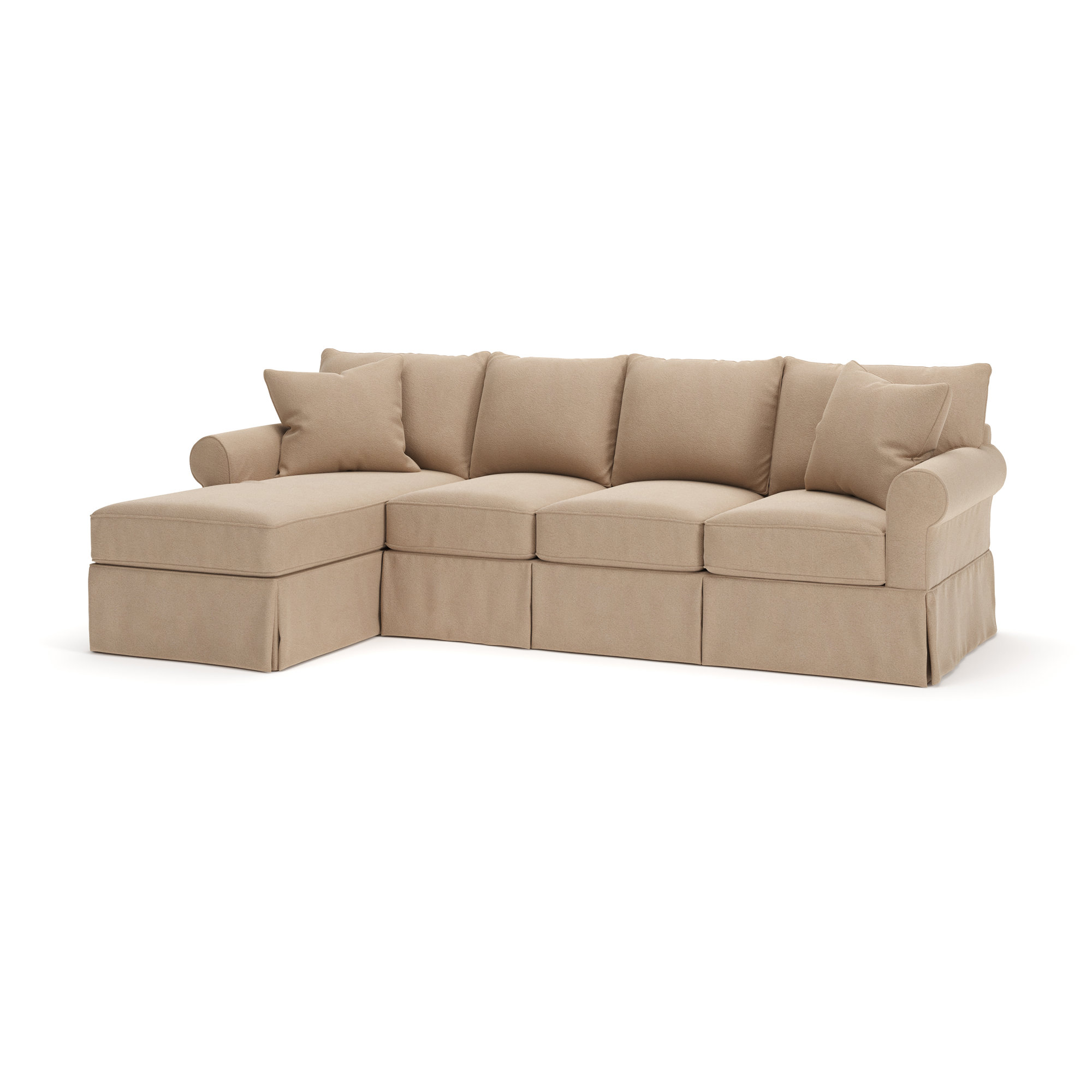 Amari Slipcovered Sectional with Sleeper Sofa, Bella Toast Performance Velvet, Left Hand Facing