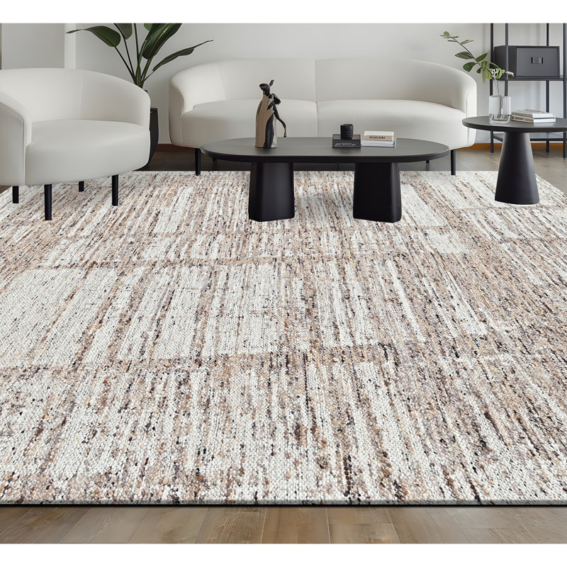 Hand Knotted Wool Area Rug, Sand, Rectangle 9' x 12'