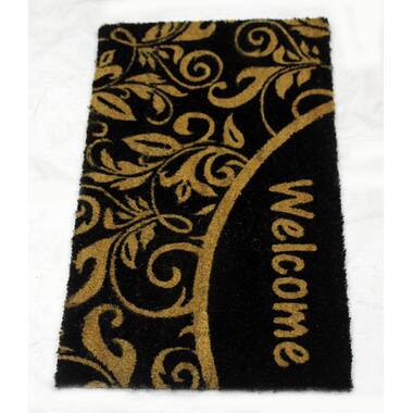 Northlight Gold and Natural Coir Rectangular Welcome Doormat 23 x 35