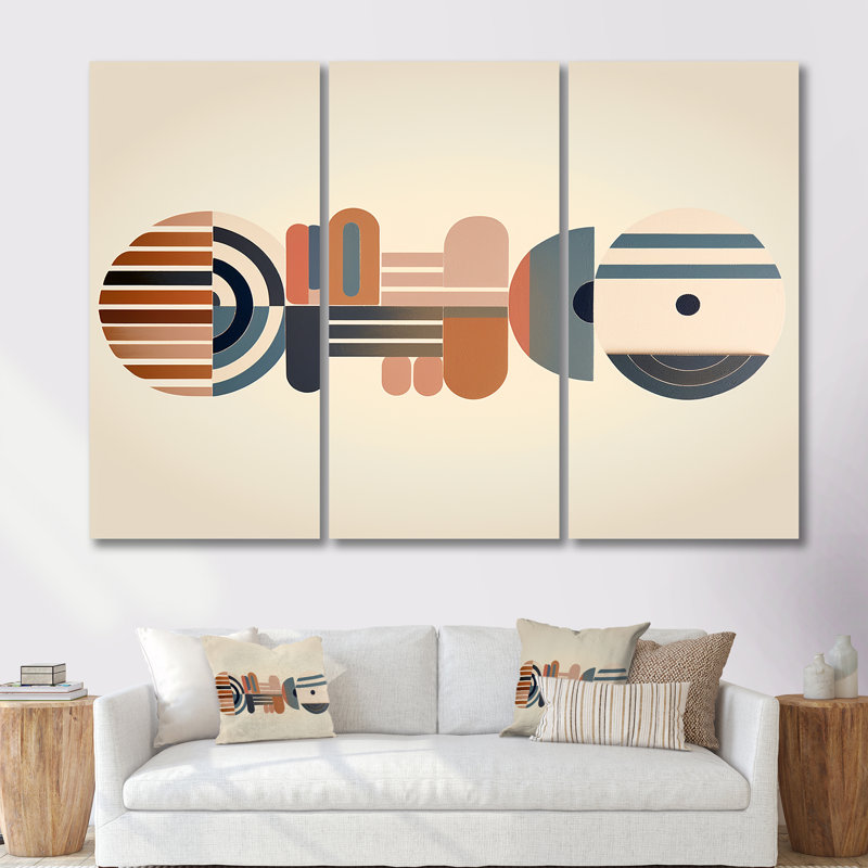 Ensemble d'art mural Minimal Geometrics, H 28 po x l 36 po x P 1 po, Toile tendue