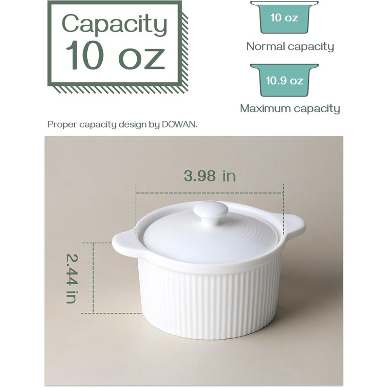 Dowan 10-Oz Covered Ramekin Set (4-Piece)