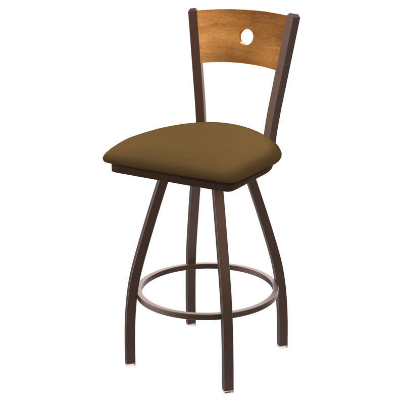 Tabouret pivotant Voltaire, Chêne naturel, Bronze, Siège de selle Canter / dossier moyen en érable