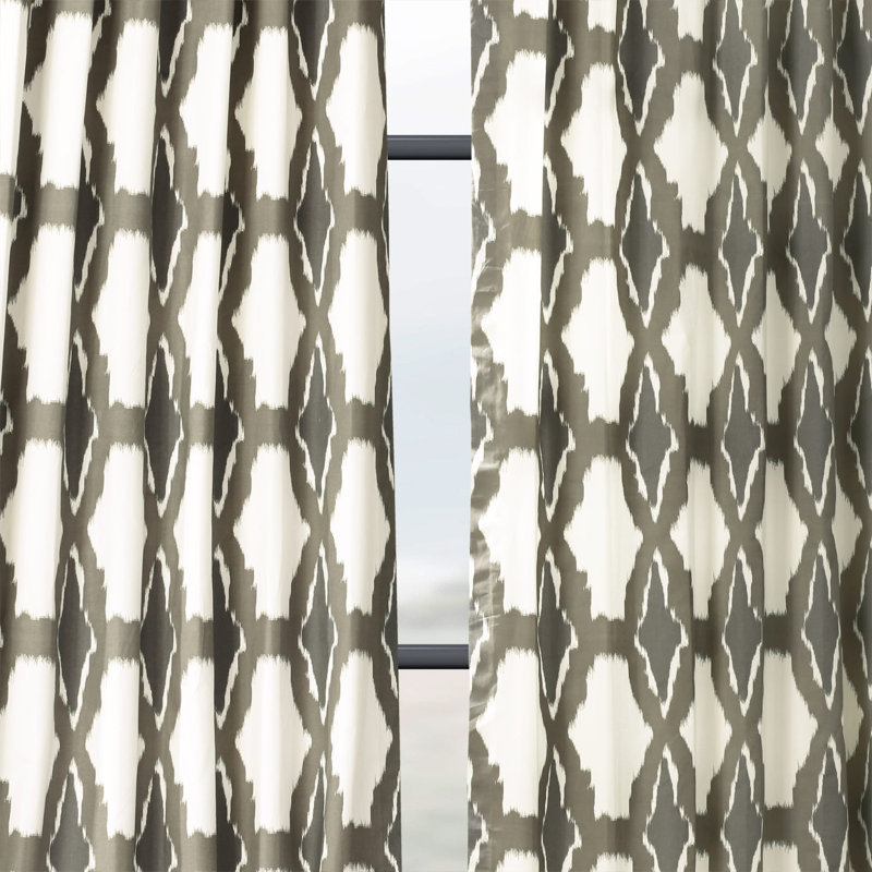 Rideaux obscurcissants Woodcreek Modern Ikat, l 50 po x L 84 po, Gris