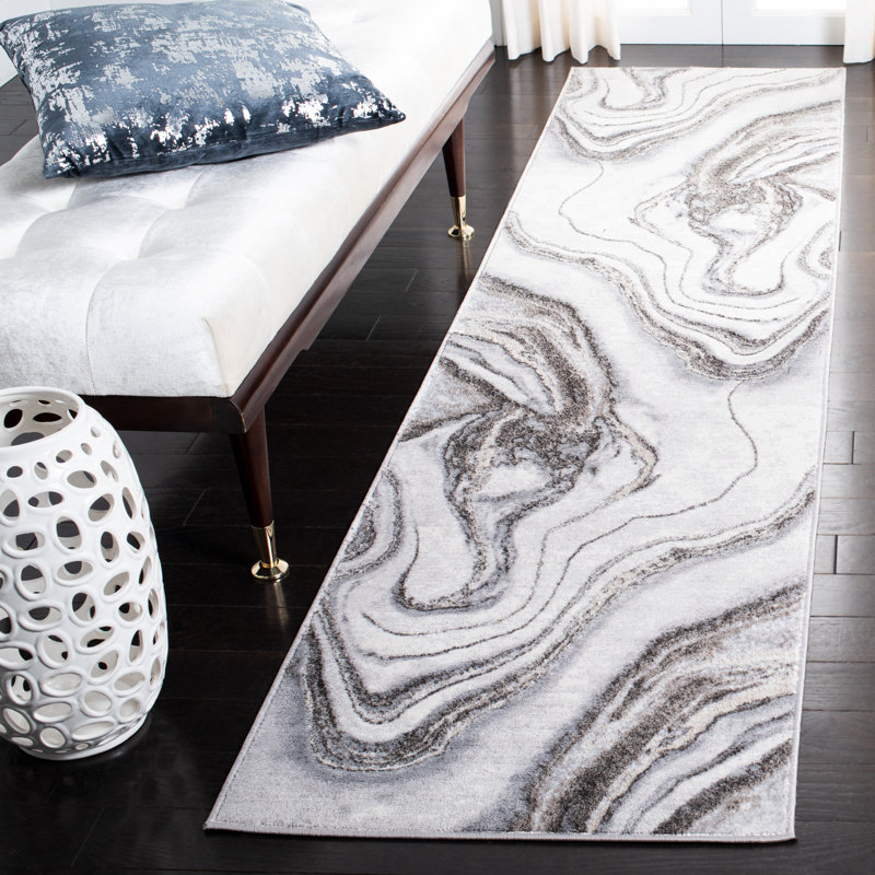 Tapis gris / ivoire Arva, Tapis de couloir 2 pi 2 po x 7 pi