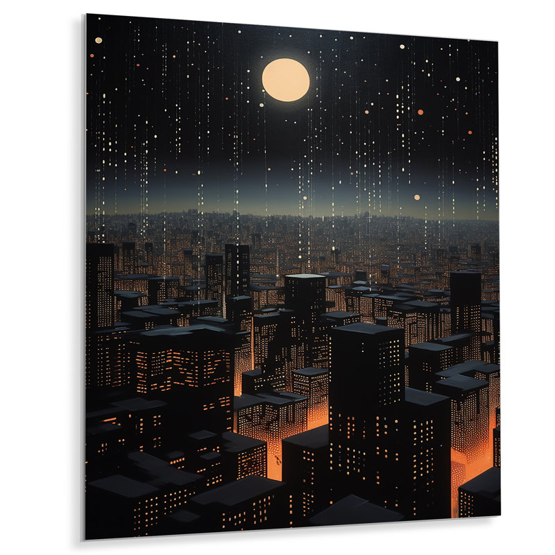 NY Full Moon Night Life - Art mural de New York, H 44 po x l 34 po, Sans cadre