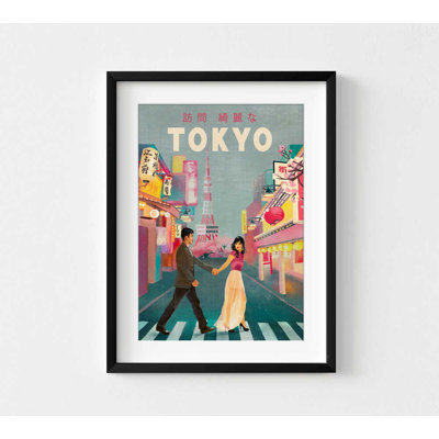Impression de voyage à Tokyo - paysage urbain aquarelle avec choix de cadres