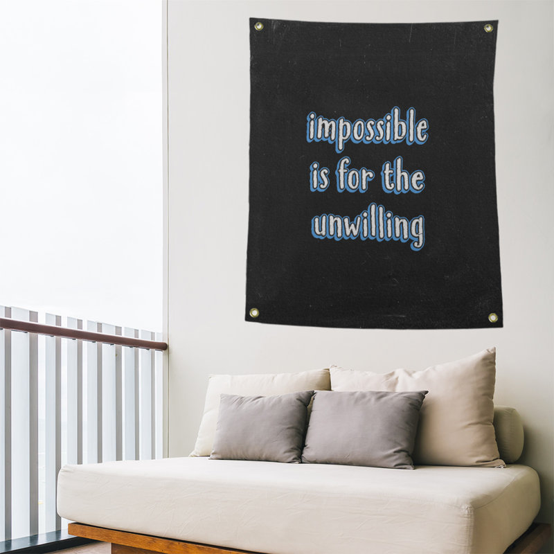 Tapisserie tableau noir quote not impossible quot, H 36 po x l 26 po, Bleu