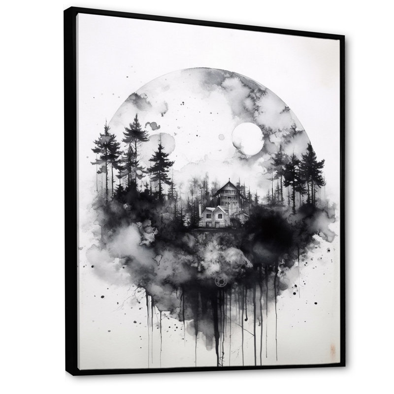 Cabine solitude sur toile, H 40 po x l 30 po x P 1,5 po, Cadre flottant noir