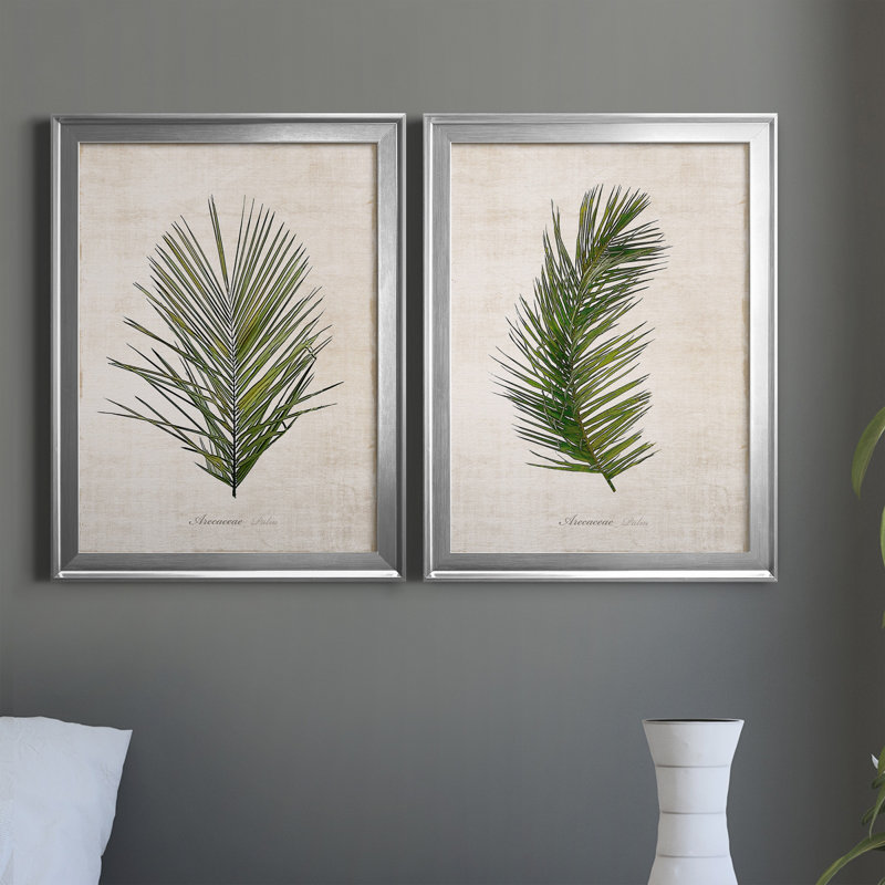 Palm Botanical I - ensemble de 2 photographies sur toile, H 22,5 po x l 61 po, Toile encadrée, Argent argent