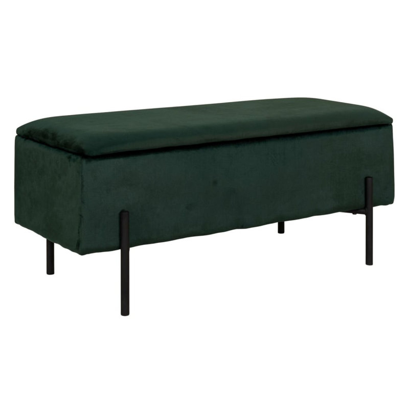 Larina Polyester Upholstered Storage Bench, Green