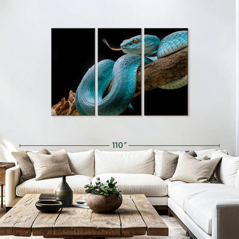Brampt Slithering Blue Viper, 48" H x 74" W