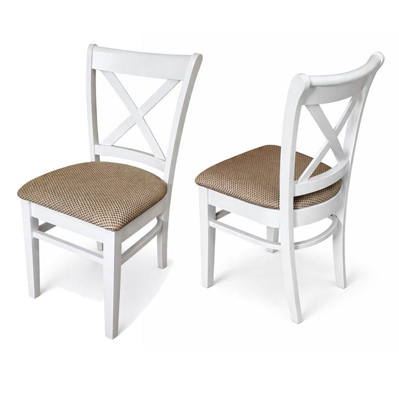 Ensemble de 2 chaises de salle à manger modernes avec finition blanche et sièges rembourrés en polyester brun