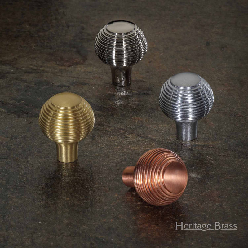 Heritage Brass Heritage Cabinet Knob Reeded Design, Polished Brass, 3.8cm