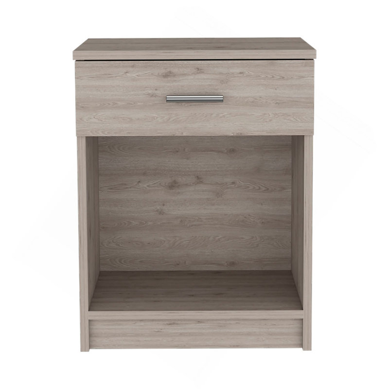 Table de chevet Coco, tiroir simple, tablette inférieure, finition gris clair, Gris clair
