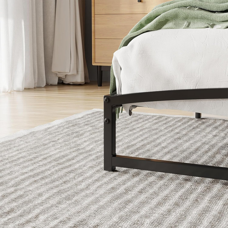 Hayli Low Profile Bed Frame, Heavy Duty Low Bed Frame Metal, Mattress Foundation with Steel Slat Support, No Box Spring Needed, Easy Assembly