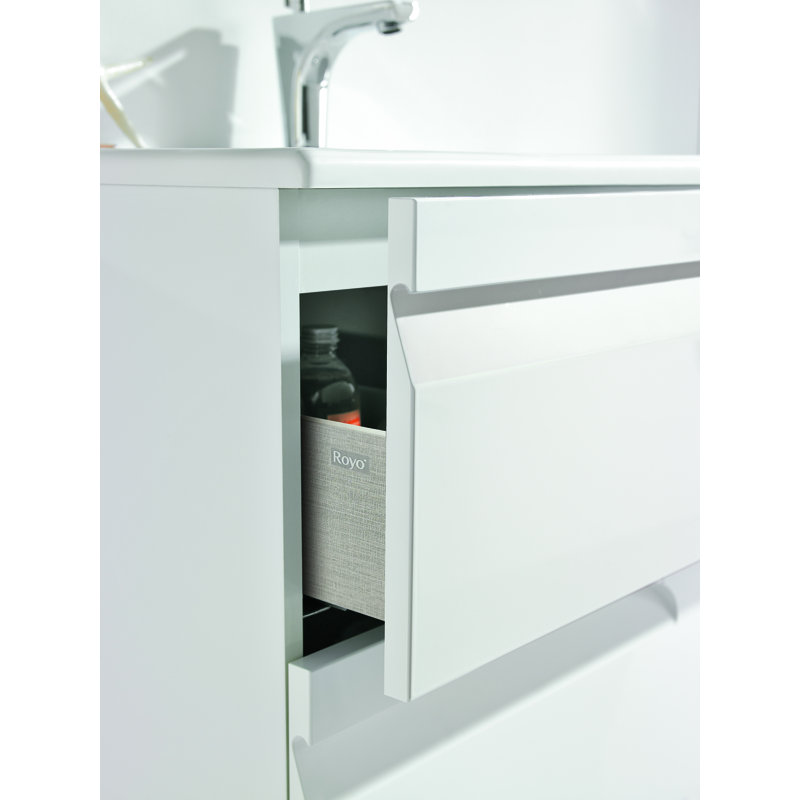 Ensemble de meuble-lavabo de salle de bain simple mural 24 po avec miroir Alejandro, Blanc