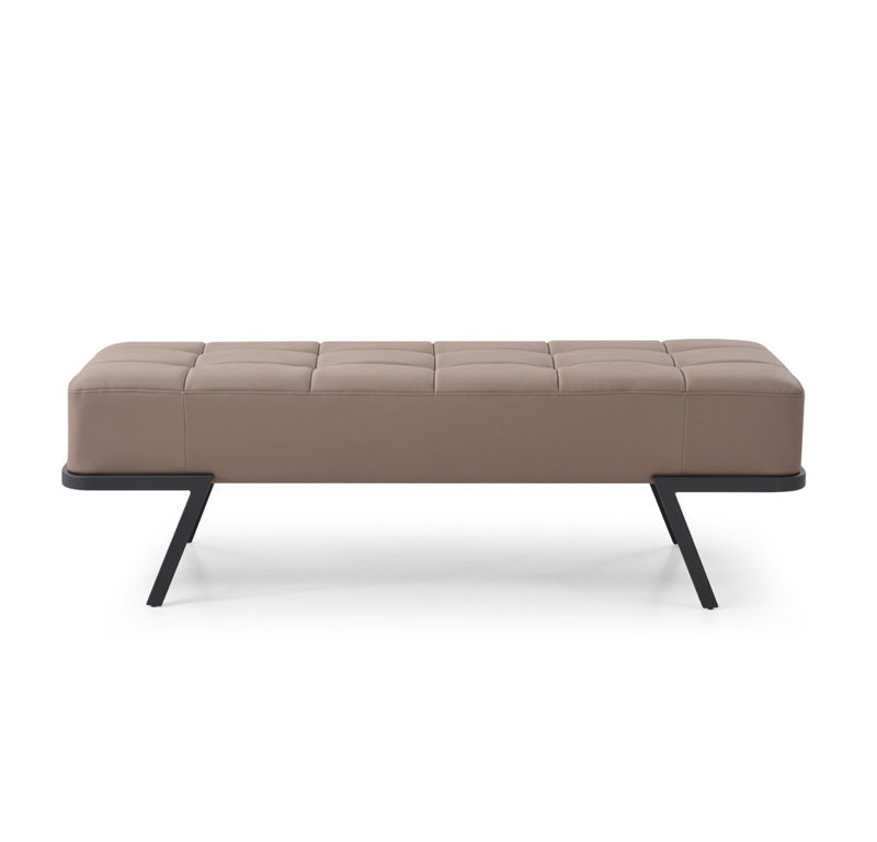 Banc en similicuir taupe et noir de 57 po Kendrix, Taupe
