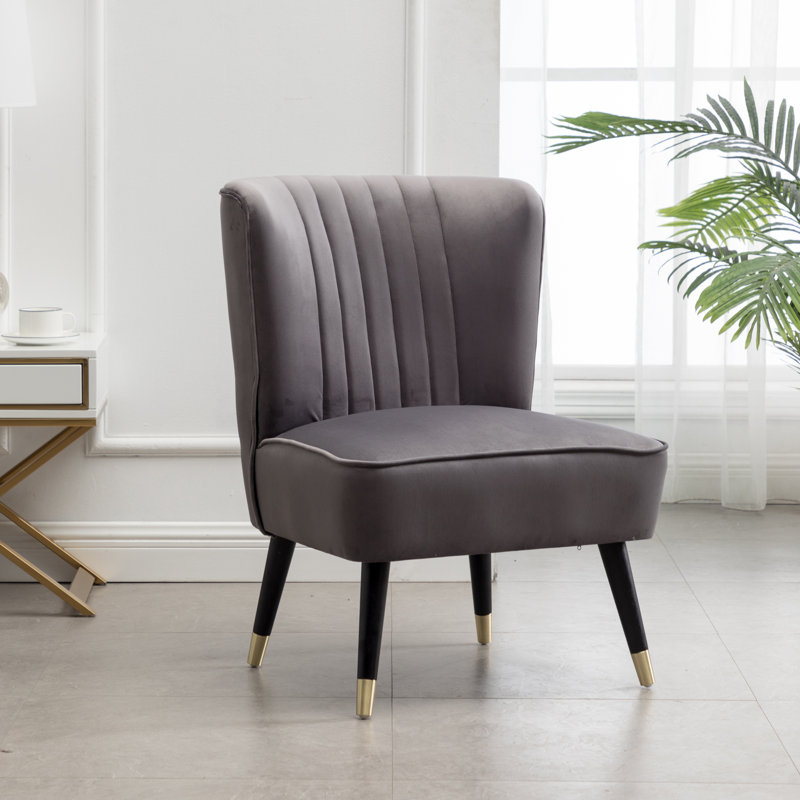 Fauteuil d'appoint Elon, Velours gris velours