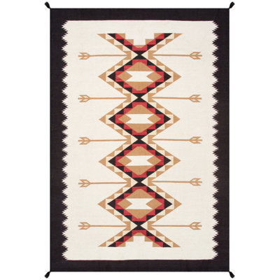 Canvello Tuscany Reversible Wool Ivory Area Rug- 6' X 8'11''