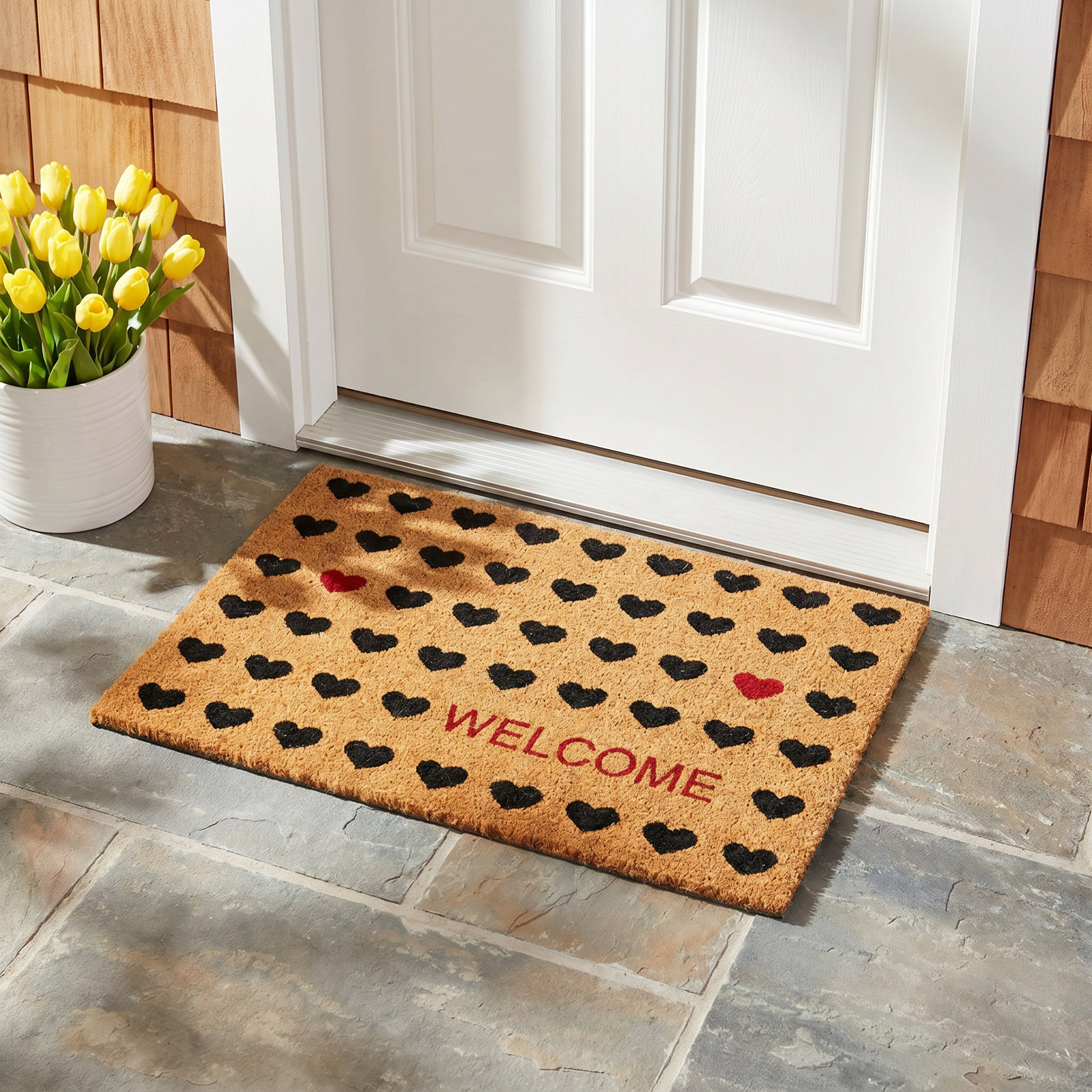 Heart Welcome Non-Slip Doormat, 24" W x 36" L