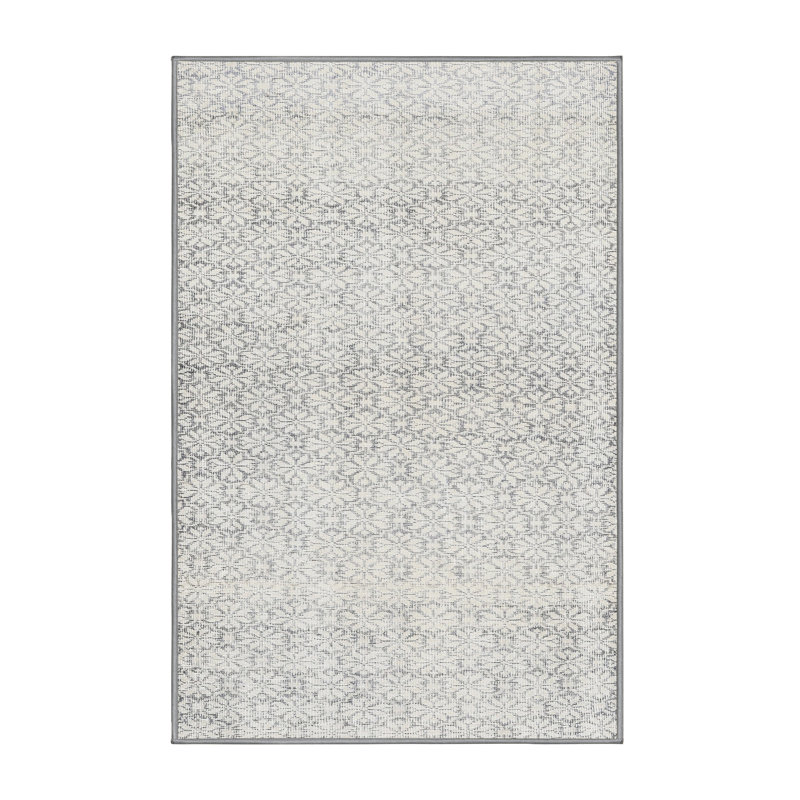 Crème florale/Tapis décoratif grise Annalee, Rectangle 2 pi x 3 pi