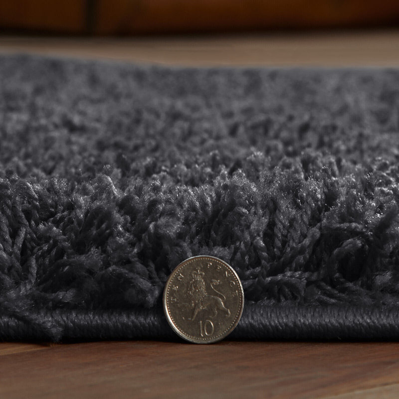 Verona Thick Dark Grey Shaggy Area Rug – Soft Pile, Non-Slip, Durable Polypropylene Carpet for Living Room, Bedroom & Hallway