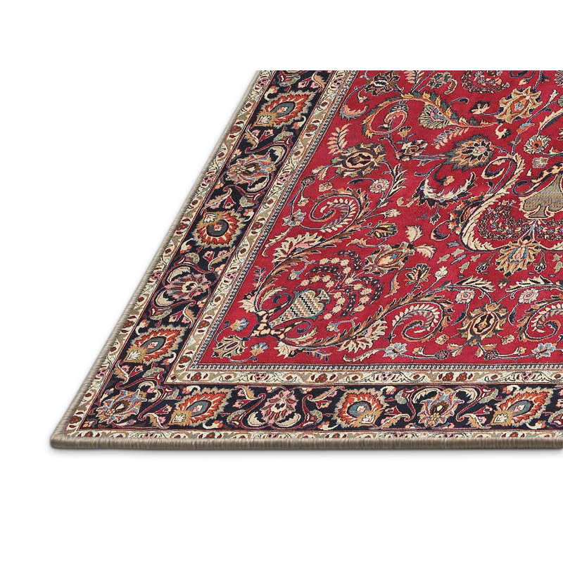 Tapis traditionnel rouge / noir Pearces, Rectangle 2 pi x 3 pi