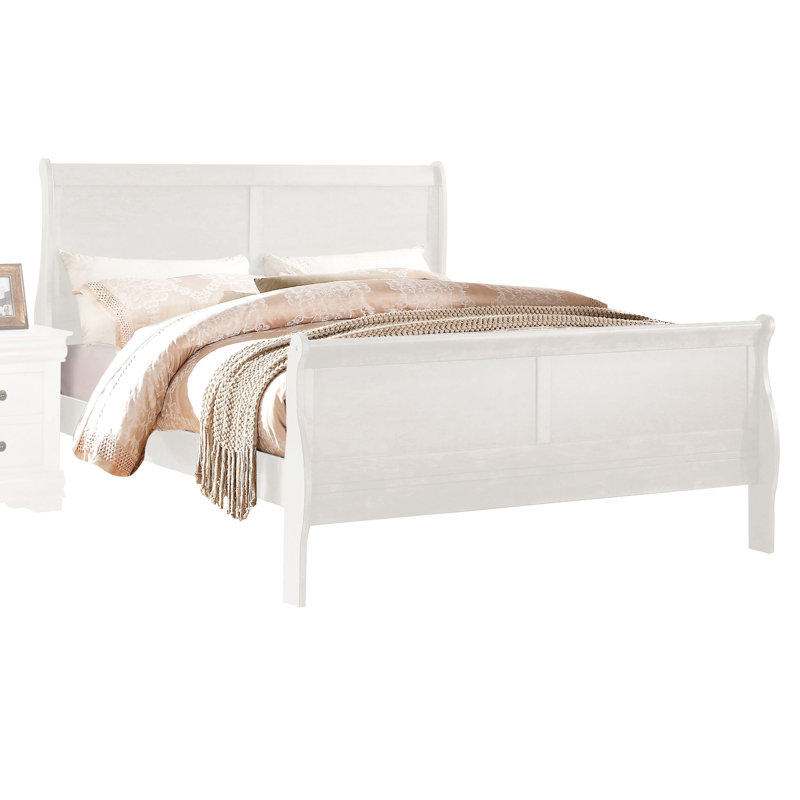 Classic White Eastern King Bed With Materials And Low Profile Graceful Charming Appearance, White, King