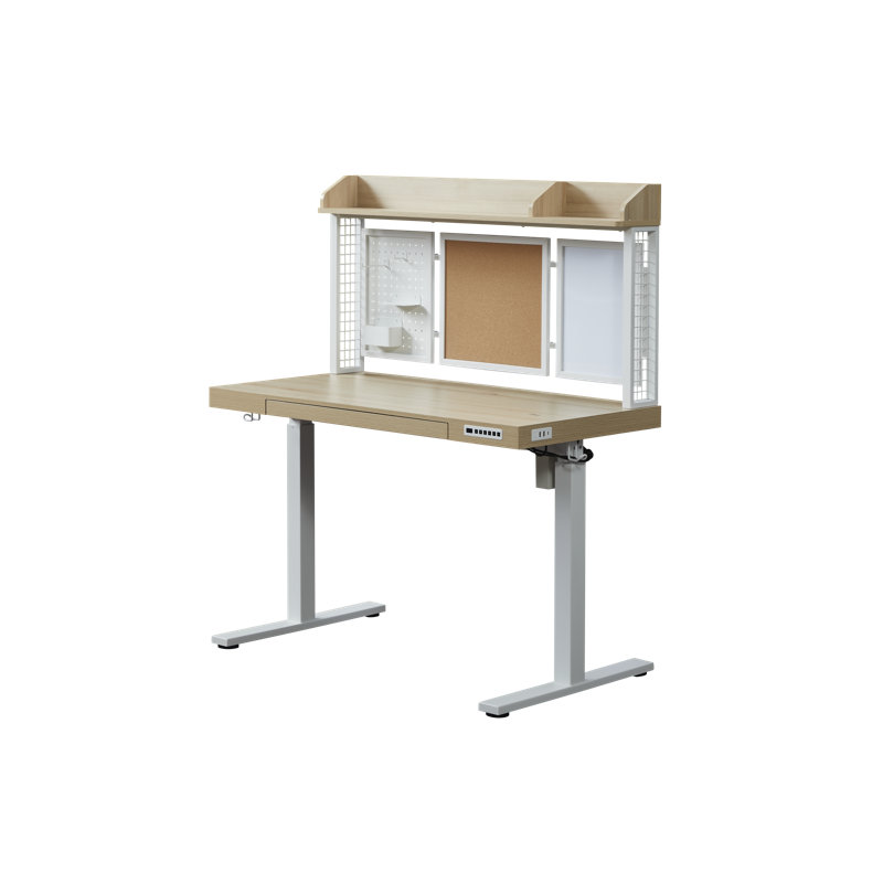 Gooitsen Height Adjustable Standing Desk, Natural/White, 48" 