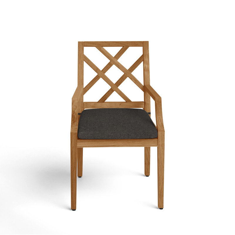 Haley Patio Dining Armchair with Cushions, Natural Teak, Verona Fossil, Welt