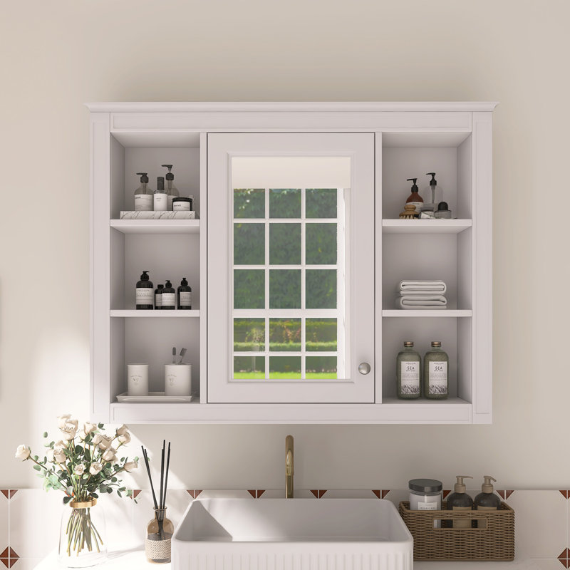 Armoire à pharmacie murale avec miroir, Blanc