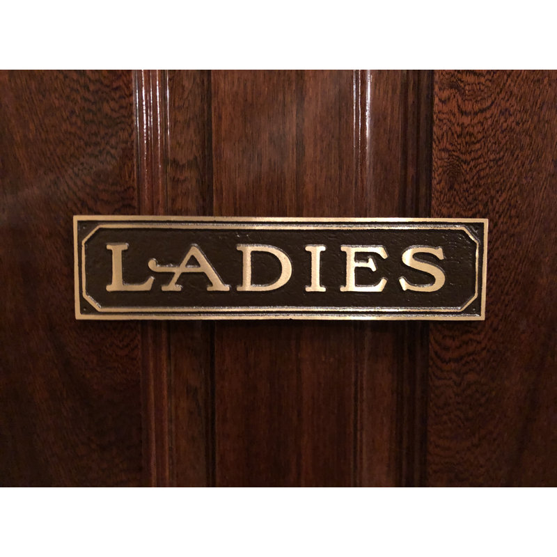 Enseigne de porte en laiton ladies, Laiton poli brun, Oui