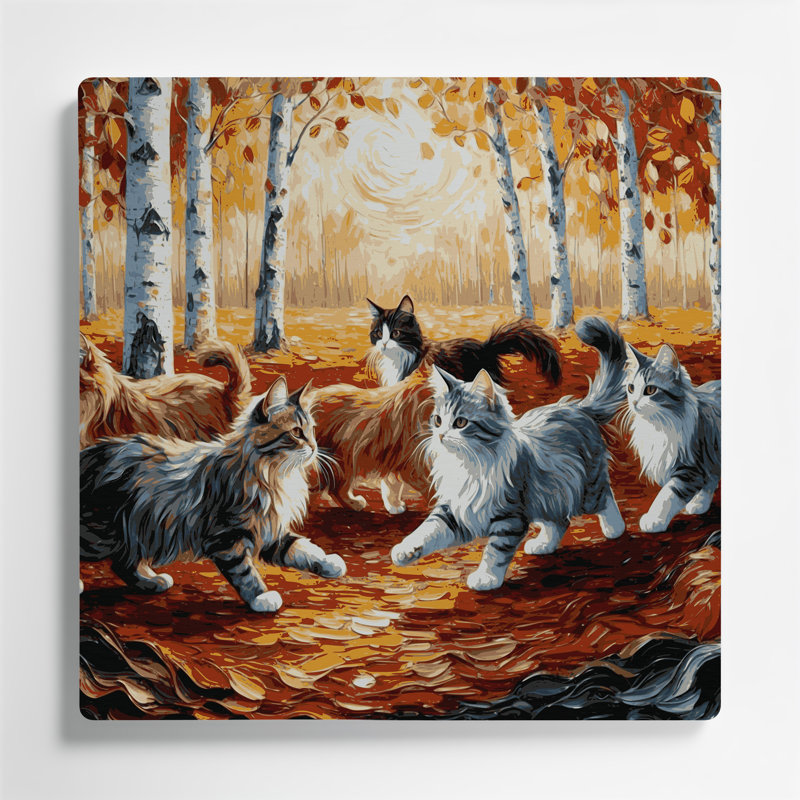 Art mural chats en métal brun Ussuri, H 32 po x l 32 po