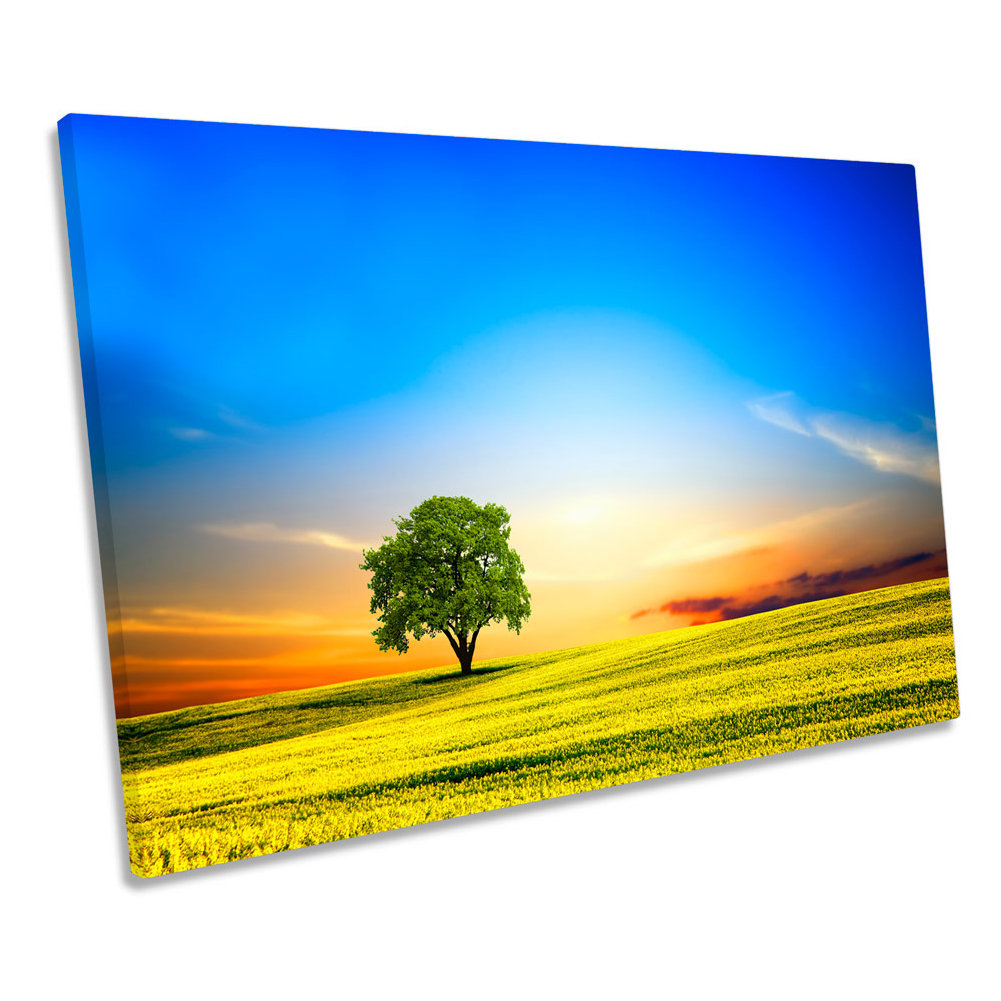 Landscape Countryside Sunset - Wrapped Canvas Print