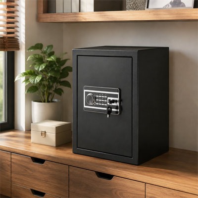 18.6"H 2.1 Cu Ft Q235 Steel Fingerprint Safe with 2 Keys & Digital Keypad for Home Office Hotel Cash Jewelry Pistol Document Watch Storage