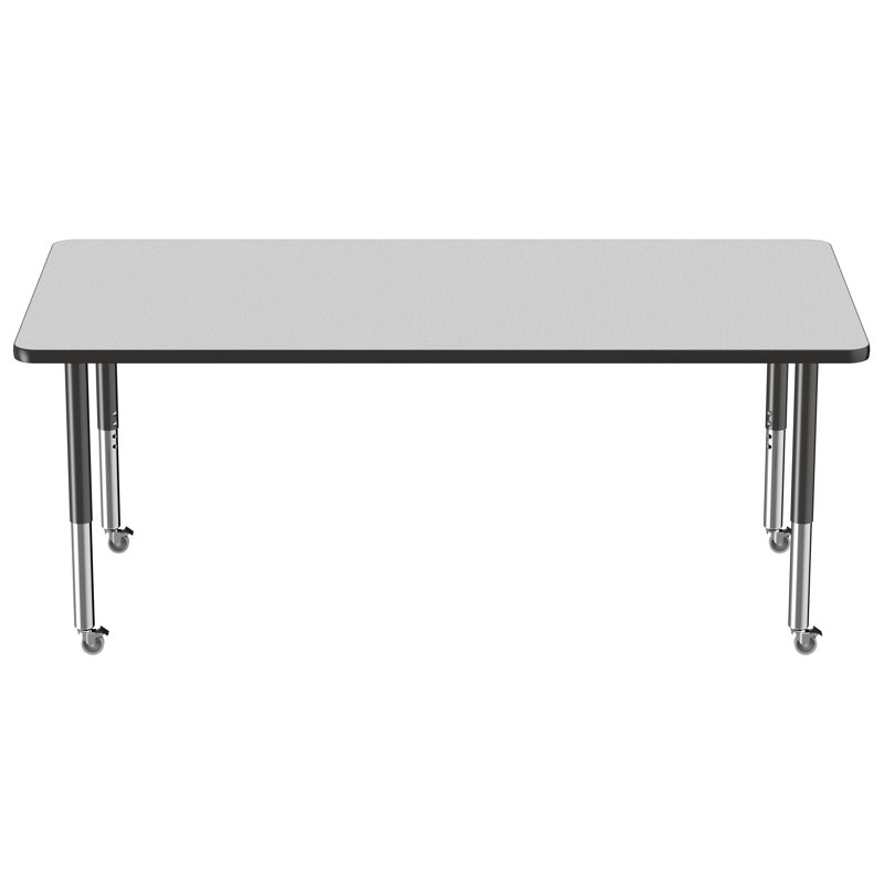 Table d'activité rectangulaire à hauteur réglable en forme de T, Gris / Noir, Super, 36 po x 72 po