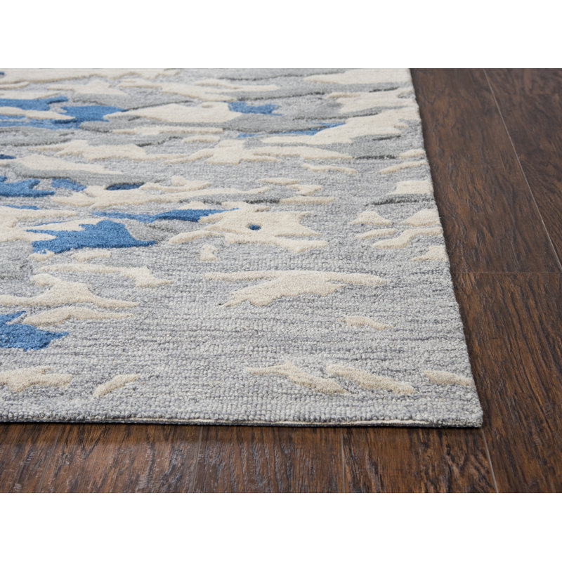 Tapis bleu en laine touffeté à la main Stephenson, Tapis de couloir 2 pi 6 po x 8 pi