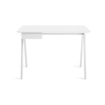 Ultra Modern White Lacquer Executive Desk with Three Drawers - OfficeDesk .com