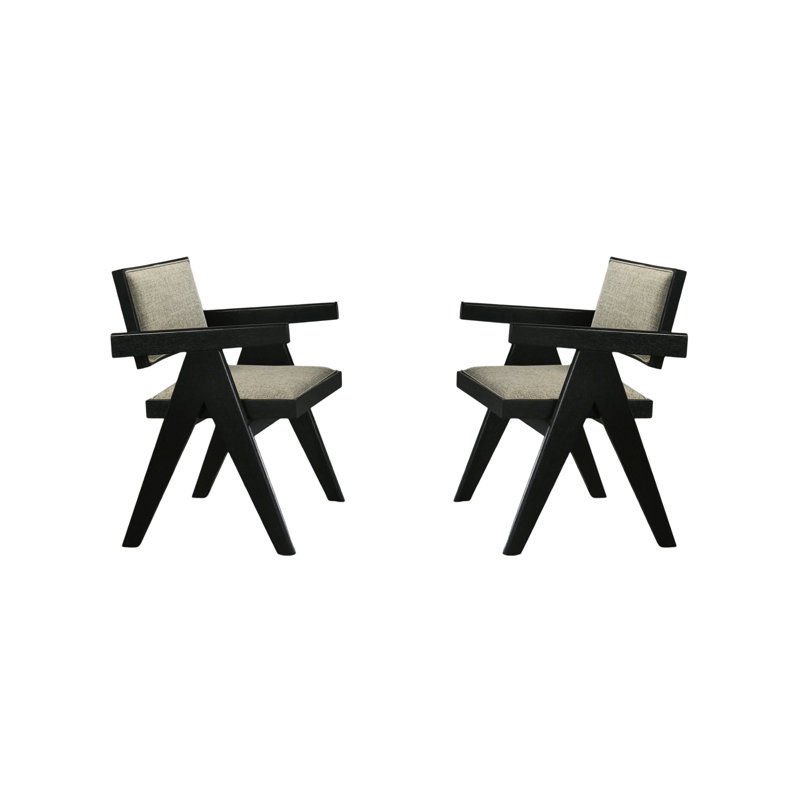 Chaises de salle à manger contemporaines de couleur noire avec accoudoirs 2 pièces