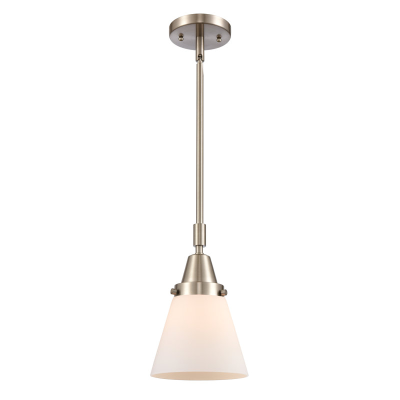 Luminaire suspendu conique 1 lumière Ashwath, Blanc mat, H 42,12 po x l 6 po x P 6 po, Nickel satiné brossé