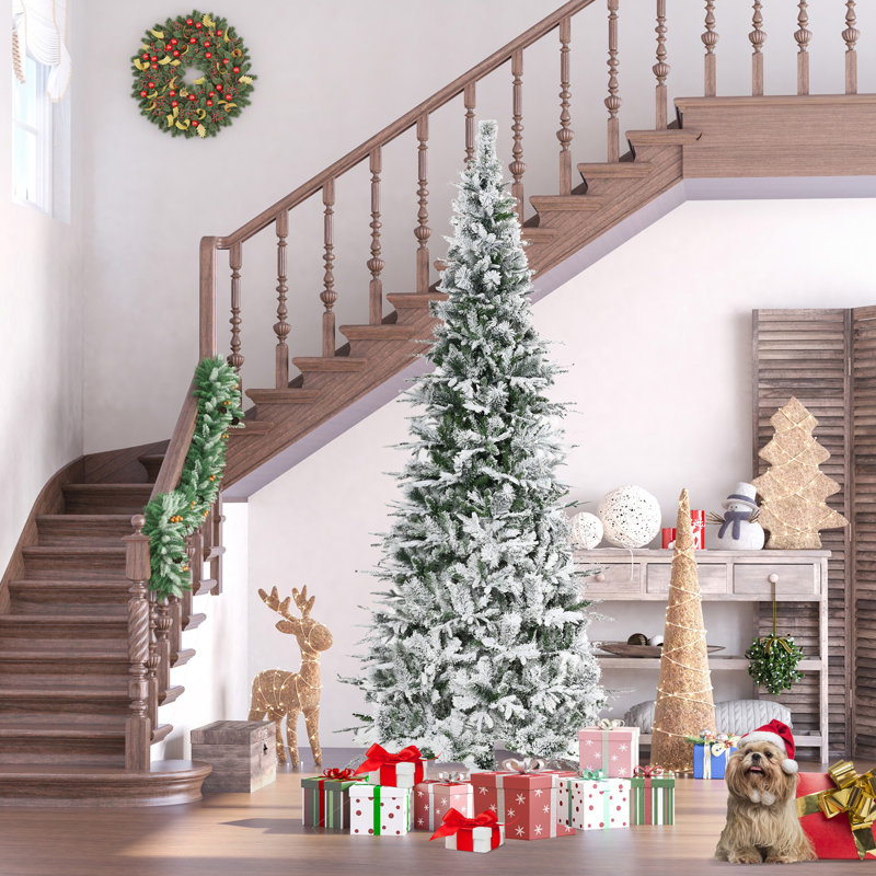 Arbre de Noël artificiel pin enneigé 9 pi non éclairé 9 pi