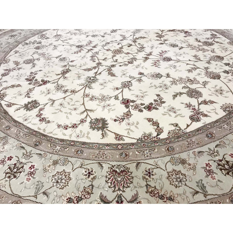 Tapis ivoire et ivoire noué à la main de haute qualité